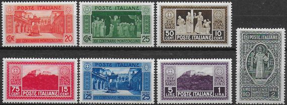 1929 Italia Abbazia di Montecassino 7v. bc MNH Sassone n. 262/68