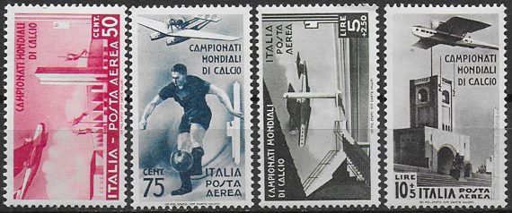 1934 Italia 2nd Football World Cup airmail 4v. MNH Sassone n. 69/72