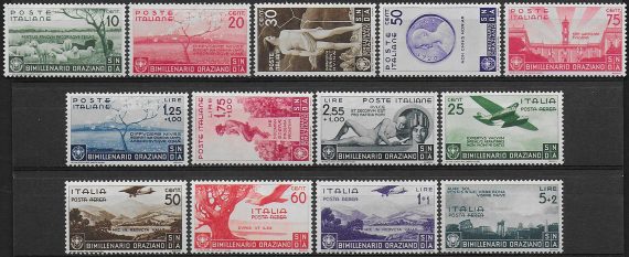 1936 Italia Bimillenario Orazio 13v. bc MNH Sassone n. 398/405+A