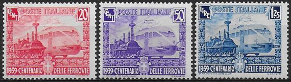1939 Italia 100th Ferrovie italiane 3v. mc MNH Sassone n. 449/51