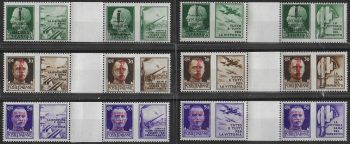 1944 Repubblica Sociale War propaganda pairs MNH Sassone n. 25/36