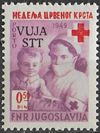 1950 Trieste B Croce Rossa spostata 1v.  MNH Sassone n. (34ba)