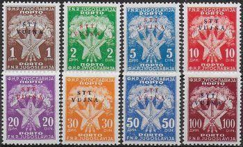 1952 Trieste B segnatasse fiaccole 8v. MNH Sassone n. 11/18