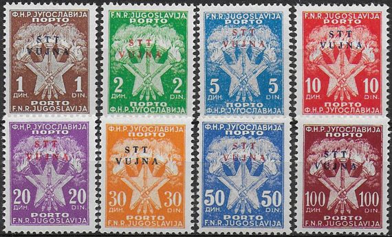 1952 Trieste B segnatasse fiaccole 8v. MNH Sassone n. 11/18