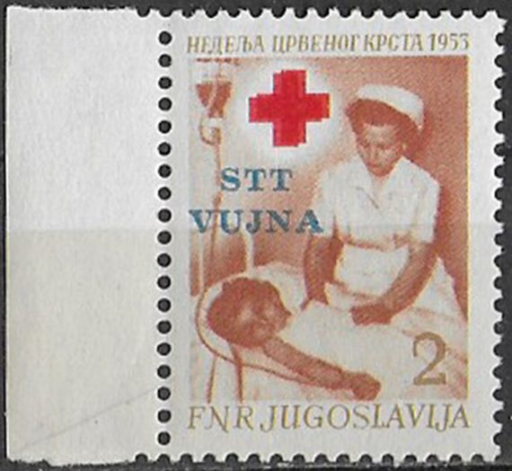 1953 Trieste B Red Cross variety 1v. MNH Sassone n. 93a