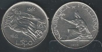 1961 Italia Lire 500 Unità d'Italia argento FDC