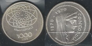 1970 Italia Lire 1.000 Roma Capitale argento FDC