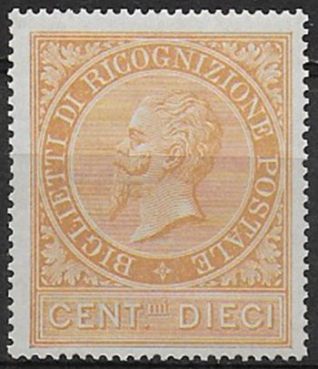 1874 Italia Ricognizione postale 10c. ocra arancio MNH Sassone n. 1