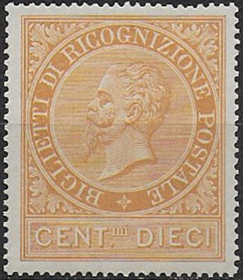 1874 Italia Ricognizione postale 10c. ocra arancio bc MNH Sassone n. 1