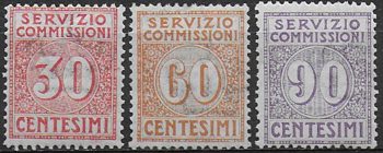 1913 Italia Servizio Commissioni 3v. MNH Sassone n. 1/3