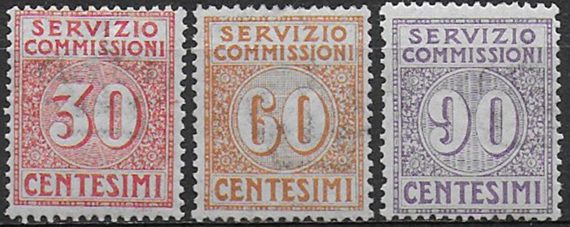 1913 Italia Servizio Commissioni 3v. MNH Sassone n. 1/3