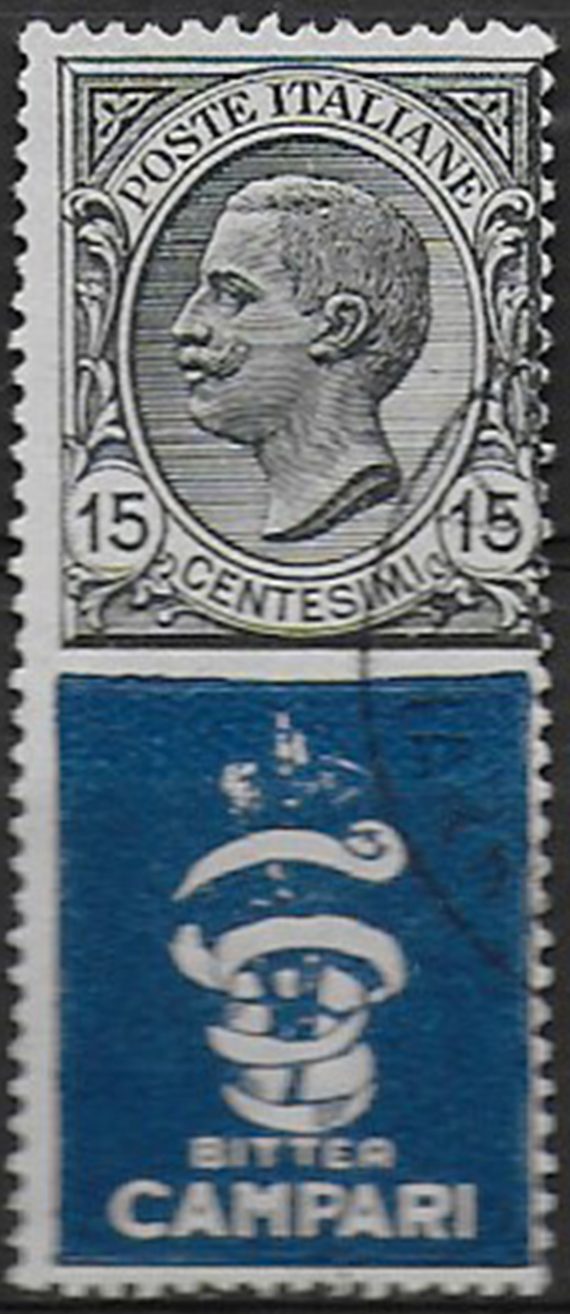 1924-25 Italia Pubblicitari 15c. Campari cancelled Sassone n. 1