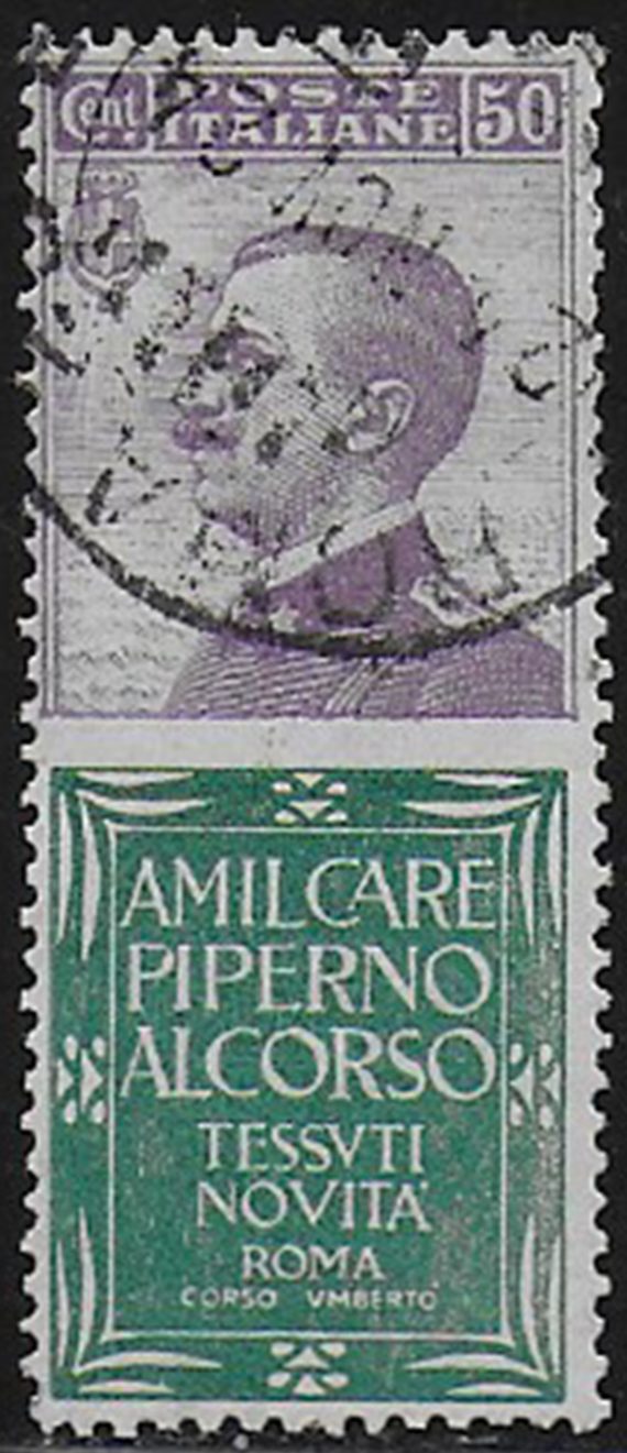 1924-25 Italia Pubblicitari 50c. Piperno bc cancelled Sassone n. 13