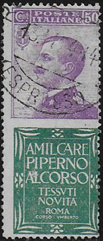 1924-25 Italia Pubblicitari 50c. Piperno mc cancelled Sassone n. 13