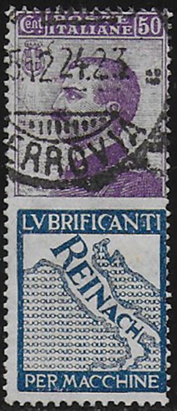 1924-25 Italia Pubblicitari 50c. Reinach cancelled Sassone n. 14