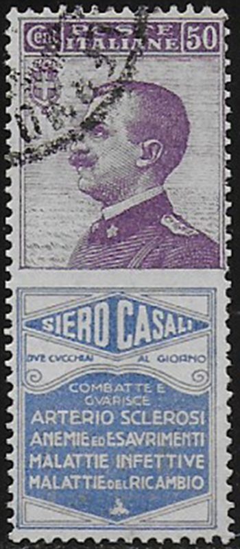 1924-25 Italia Pubblicitari 50c. Siero Casali bc cancelled Sassone n. 15