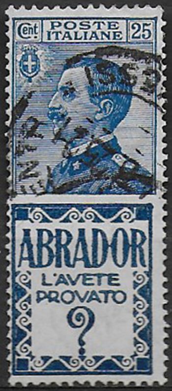1924-25 Italia Pubblicitari 25c. Abrador cancelled Sassone n. 4