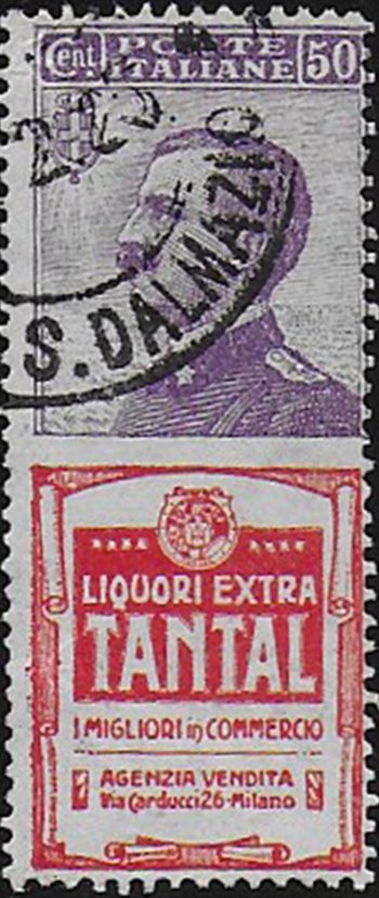 1924-25 Italia Pubblicitari 50c. Tantal cancelled Sassone n. 18