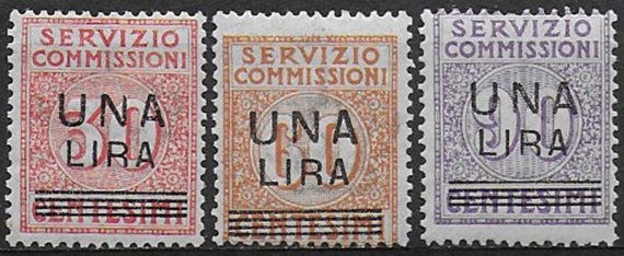 1925 Italia Servizio Commissioni 3v. mc MNH Sassone n. 4/6