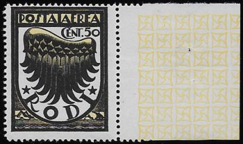 1934 Egeo aerea Ala 50c. III tiratura bf MNH Sassone n. 30/I