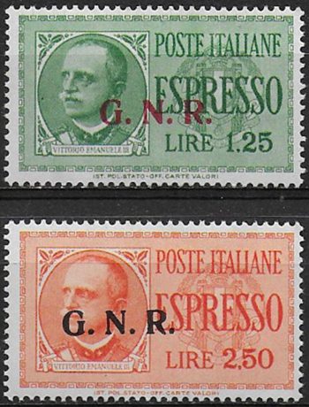 1943 Repubblica Sociale Espressi G.N.R. Brescia II MNH Sassone n. 19II/20II