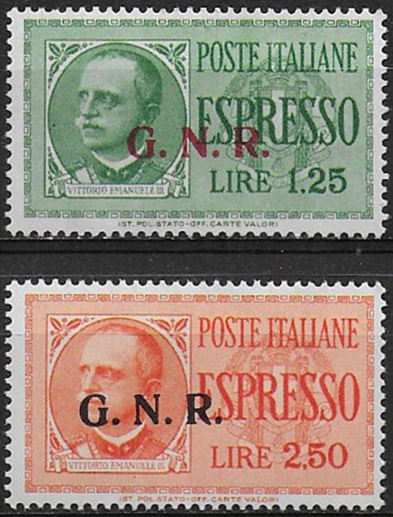 1943 Repubblica Sociale Espressi G.N.R. Brescia II MNH Sassone n. 19II/20II