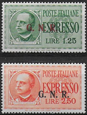 1943 Repubblica Sociale Espressi G.N.R. Brescia III MNH Sassone n. 19III/20III