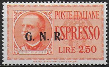 1943 Repubblica Sociale  Espressi Lire 2,50 var MNH Sassone n. 20/IIIn
