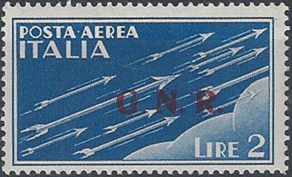 1943 Repubblica Sociale aerea Lire 2 G.N.R. Brescia II MNH Sassone n. 122II