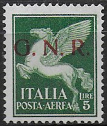 1943 Repubblica Sociale aerea Lire 5 G.N.R. Brescia I MNH Sassone n. 123I
