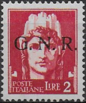 1943 Repubblica Sociale Lire 2 G.N.R. Brescia I MNH Sassone n 482/I