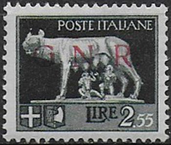 1943 Repubblica Sociale Lire 2,55 G.N.R. Brescia I MNH Sassone n 483/I