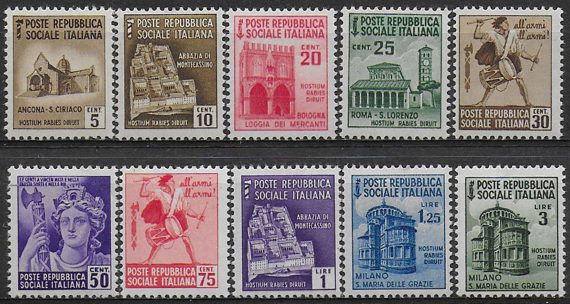 1944-45 Repubblica Sociale Monumenti distrutti MNH Sassone n 502/11