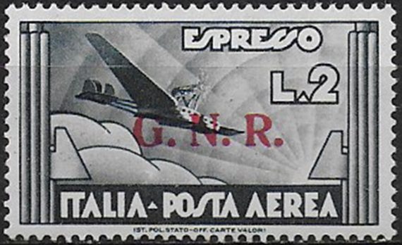 1944 Repubblica Sociale aerea Lire 2 G.N.R. Verona MNH Sassone n. 125