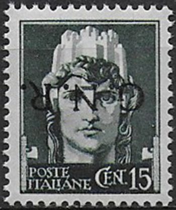 1944 Repubblica Sociale 15c. G.N.R. Verona var MNH Sassone n 472Aa