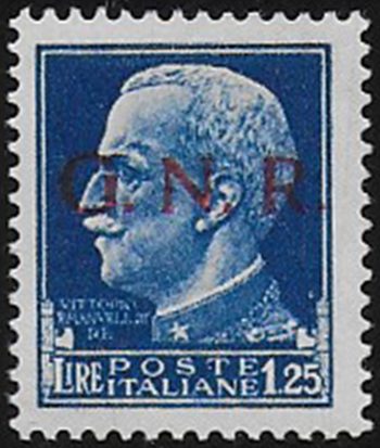 1944 Repubblica Sociale Lire 1,25 G.N.R. Verona var MNH Sassone n 480iae