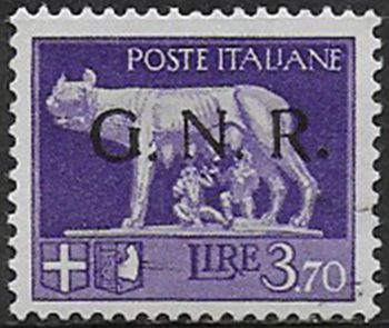 1944 Repubblica Sociale Lire 3,70 G.N.R. Verona var MNH Sassone n 484iaac