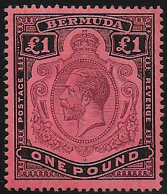 1918 Bermuda Giorgio V £1 broken crown and scroll MNH SG n. 55b