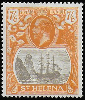 1922 St. Helena Giorgio V 7s.6p. torn flag MNH SG. n. 111b