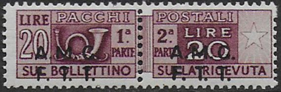1947 Trieste A pacchi postali Lire 20 variety MNH Sassone n. 7gag
