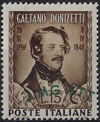 1948 Trieste A Gaetano Donizetti variety MNH Sassone n. 34aa