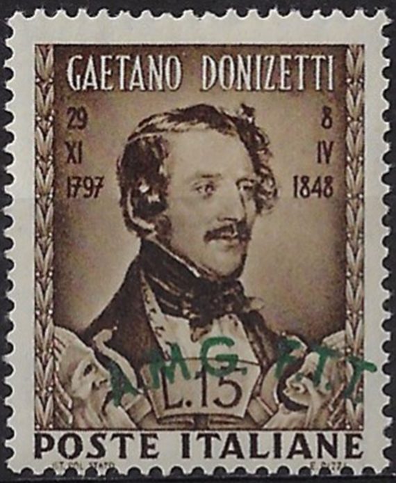 1948 Trieste A Gaetano Donizetti variety MNH Sassone n. 34aa