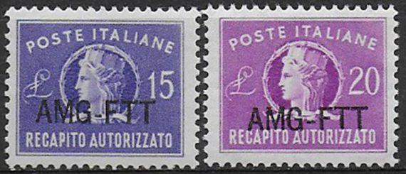 1949-52 Trieste A recapito autorizzato 2v. MNH Sassone n. 4/5