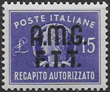 1949 Trieste A recapito autorizzato Lire 15 MNH Sassone n. 3