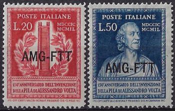 1949 Trieste A  Alessandro Volta 2v. MNH Sassone n. 52/53