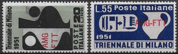 1951 Trieste A IX Triennale di Milano 2v. MNH Sassone n. 124/25