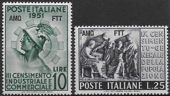 1951 Trieste A Censimento 2v. MNH Sassone n. 133/34
