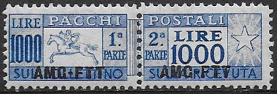 1954 Trieste A pacchi postali Lire 1.000 mc MNH Sassone n. 26/I
