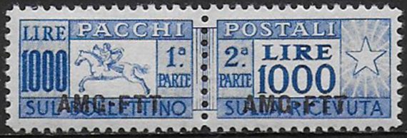 1954 Trieste A pacchi postali Lire 1.000 bc MNH Sassone n. 26/I