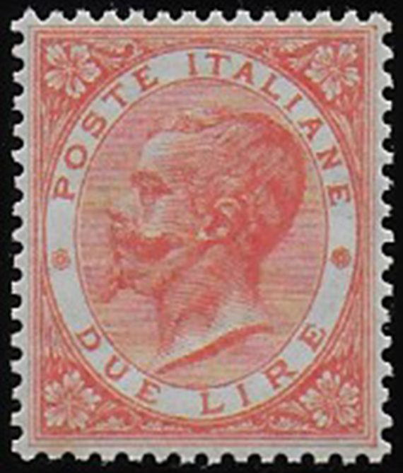1863-65 Italia VE II Lire 2 Torino sup MNH Sassone n. T22